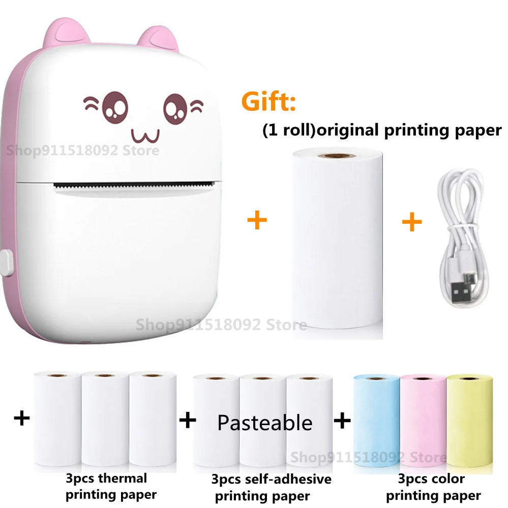 Meow Portable Mini Printer Thermal Label Printers Bluetooth Wireless Printing Inkless Stickers Paper 57mm Impressora Portatil